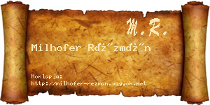 Milhofer Rézmán névjegykártya